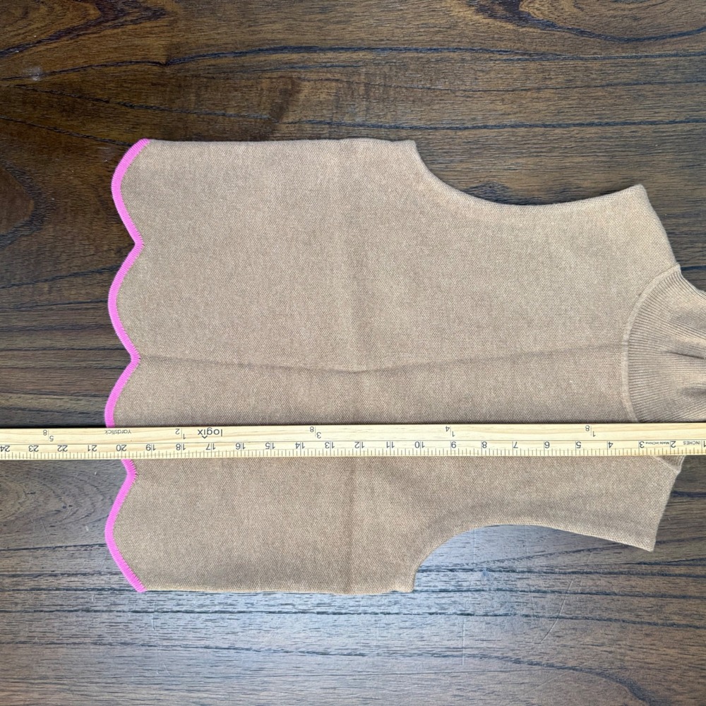 Maeve Anthropologie Mock Neck Sleeveless Scalloped Hem Knit Top Brown Pink XXS - Picture 6 of 7